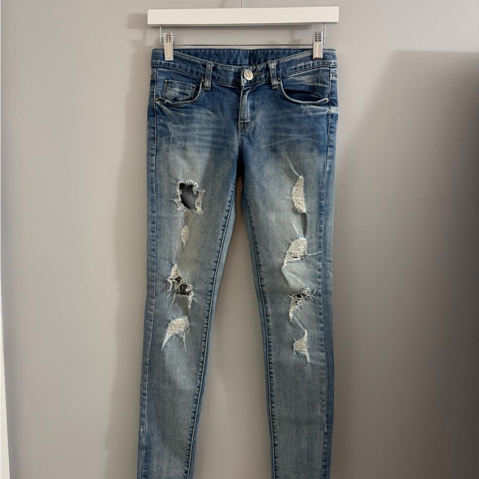 1115 Wheel Jeans Vintage Low Rise Skinny Size S (27x29) Distressed Stretch Blend